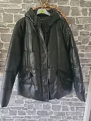 Buy Long Tall Sally Coat Padded Hooded Size 16 Leather Look • 20£