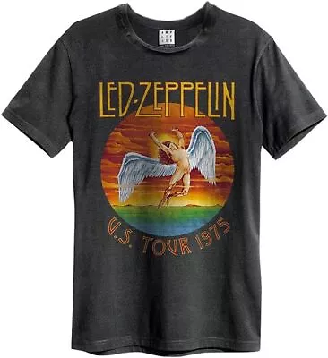 Buy Amplified Led Zeppelin US Tour 75 Mens Charcoal T Shirt Led Zeppelin Classic Tee • 22.95£