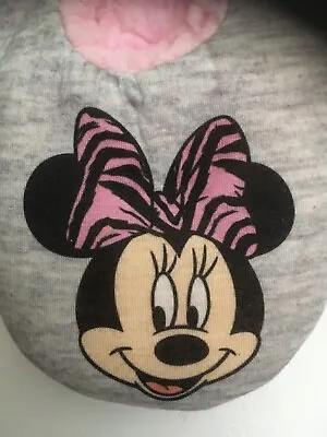 Buy Disney Mini Mouse Slippers Size 3-5 Grey With Pink Fur Lined Brand New • 2.99£