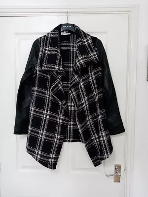 Buy Glamorous Black White And Red Checked Waterfall Edge To Edge Jacket Size Medium • 4.99£