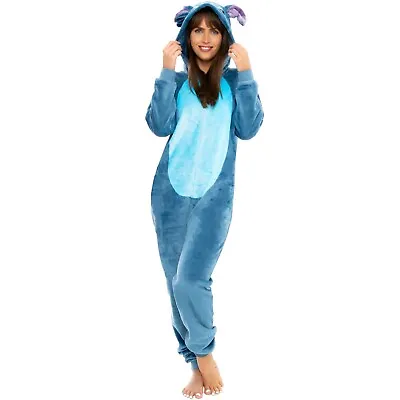 Buy Lilo & Stitch Sleepsuit Adults Womens L XL XXL PJs Hooded Pyjamas Blue • 37.99£