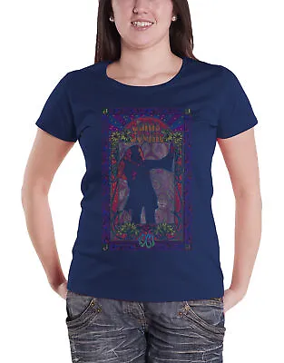 Buy Janis Joplin T Shirt Paisley & Flowers Frame New Official Womens Skinny Fit Blue • 16.95£