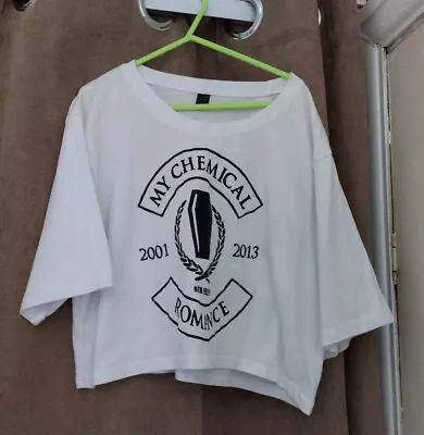 Buy My Chemical Romance Crop Top T Shirt Size 8 White • 5£