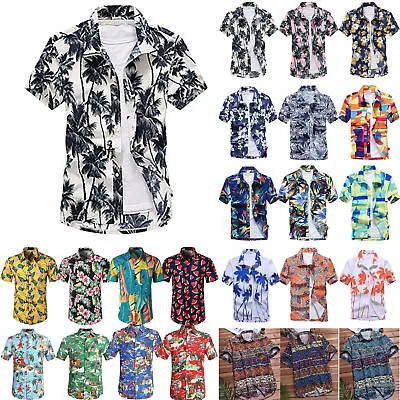 Buy Mens Printed Short Sleeve Casual Hawaiian Shirts T-Shirt Tops Tee Summer Beach • 15.39£