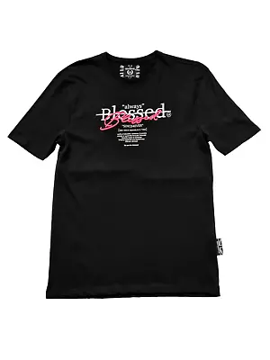 Buy Always Blessed Print Unisex T-Shirt Black Crew Neck Classic Cotton Blend UK M • 12.99£