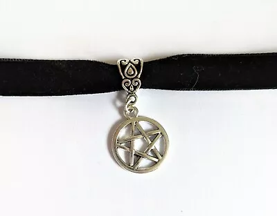 Buy Black Choker Necklace With Pentagram Pendant Wiccan Jewellery Gothic Jewellery • 3.49£