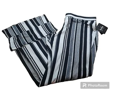 Buy New By And By Resort Pants Black White Striped Wide Leg Stretchy Plus Sz XXL  • 28.41£