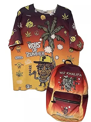Buy Wiz Khalifa Boys Of Zummer 2015 Tour Colorful XL T-Shirt And Matching Backpack • 75.59£