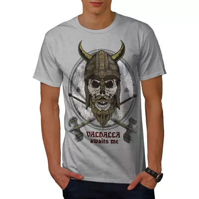 Buy Wellcoda Valhalla Mens T-shirt, Helmet Shield Graphic Design Printed Tee • 15.99£