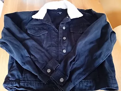 Buy Ladies Black Denim Jacket Size 10 • 2.50£
