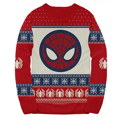 Buy Marvel Spider-Man Symbol Offcially Licesned Adult Holiday Ugly Christmas Sweater • 120.48£