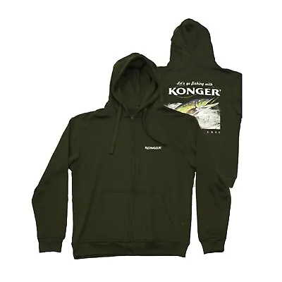 Buy Men's Hooded Sweatshirt Full Zip Front Pocket Khaki Green Fishing Christmas Gift • 16£