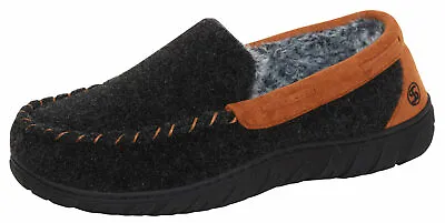 Buy Mens Memory Foam Moccasin Slippers Faux Fur Lined Slip On Anti Slip House Shoes  • 14.99£