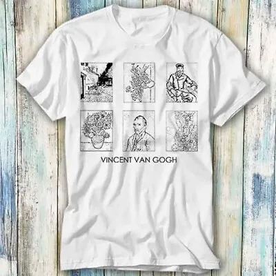 Buy Vincent Van Gogh Collage One Line Abstract T Shirt Meme Gift Top Tee Unisex 1382 • 6.35£