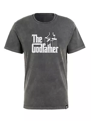 Buy The Godfather Strings Logo Washed Black Cotton Relaxed T-Shirt By Recovered • 14.99£