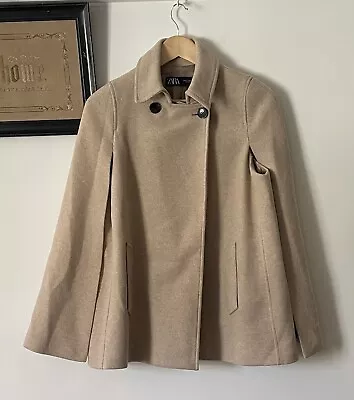 Buy Soft Camel Colour Cape Style Jacket From ZARA Size Ex/8 • 15£