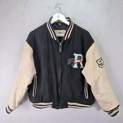 Buy Rocky Varsity Jacket Mens Small Black Vintage Embroidered Letterman Bomber • 49.99£