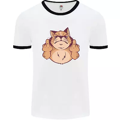 Buy Grumpy Cat Finger Flip Offensive Funny Mens Ringer T-Shirt • 12.99£
