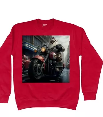 Buy Christmas Santa On Moto Bike Festive  Jumper Sweater  Unisex • 34.99£