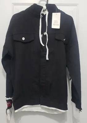 Buy Black Jean Jacket Hoodie Sizes 2XL • 18.94£