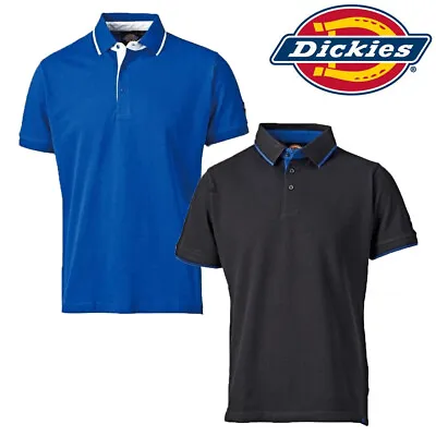 Buy Dickies Mens Polo Shirt Black Blue White Short Sleeve Work T-Shirt Anvil DT2000 • 12.95£