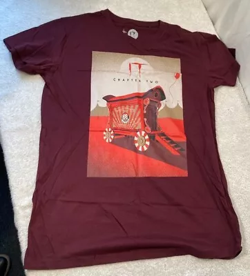 Buy Mens Stephen King IT Chapter 2 Pennywise Clown Burgundy Movie T Shirt Size L • 9.95£