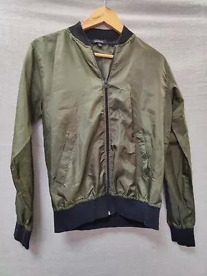 Buy BOOHOO Ladies Khaki Green Bomber Jacket, Long Sleeve, Zip, Size 8 • 6.99£