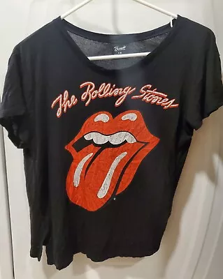 Buy The Rolling Stones Cropped Style T-shirt Juniors Large Black • 13.26£
