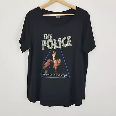 Buy The Police Womens Size 20 Black Classic T-Shirt Curved Hem Short Sleeve • 13.91£