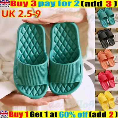 Buy Slippers Sandals Men Women Home Beach Bath Shower Slippers Non-Slip Indoor Shoes • 5.99£