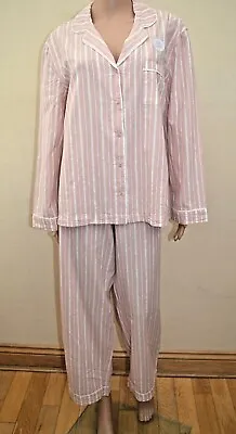 Buy New M&S Body Cool Comfort Stripe  Pure Cotton Pink Mix Pyjamas Sz UK 16 & 18 • 24.99£