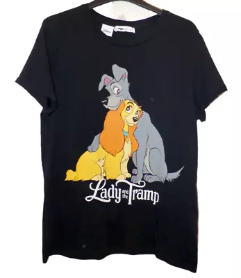 Buy Disney FB Sister Black The Lady And The Tramp Print T Shirt Size L  • 9.95£