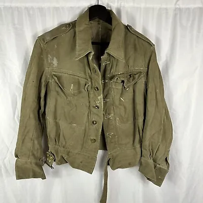 Buy Original WWII British Denim Battle Blouse Jacket Dated 1945 Belfast Made • 259.87£
