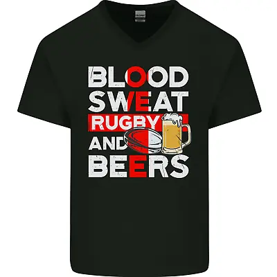 Buy Blood Sweat Rugby And Beers England Funny Mens V-Neck Cotton T-Shirt • 11.99£