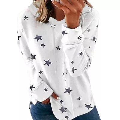 Buy Office Women Hoodie Star Printed Pullover Loose Vacation Autumn Winter Girl Soft • 13.06£
