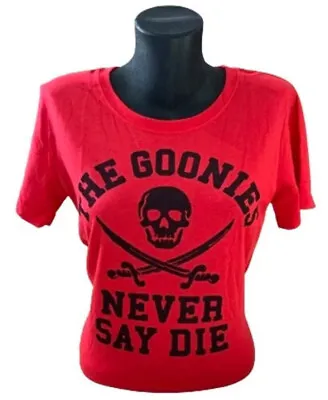 Buy The Goonies Never Say Die Ladies Red Cotton T-Shirt • 8.99£