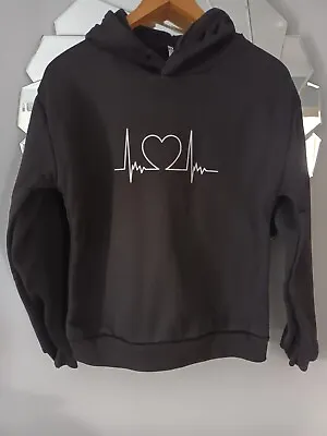 Buy  Stylish ❤️  Heart  Beat Hoodie Black  Size L  • 11.99£
