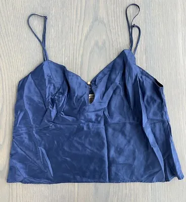 Buy Victorias Secret 100% Silk Blue Tank Top With Crystal Ball Clasp Size Large • 19.89£