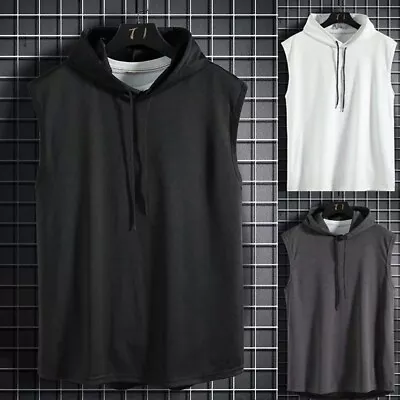 Buy Men Sleeveless Tank Top Casual T-Shirt Hoodie Sweatshirt Gym Hoodies Comfortable • 14.33£