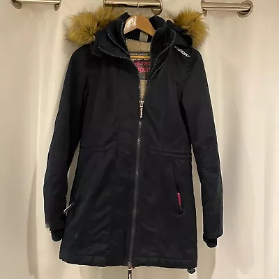 Buy Superdry Womens Jacket Microfibre The Wind Parka XXS 6 8 Hood Coat Fleece • 15.99£