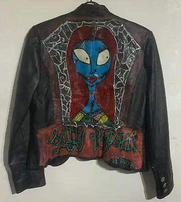 Buy Unique Hand Painted: The Nightmare Before Christmas, Next Leather Jacket Size 12 • 50£