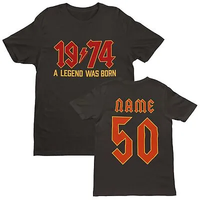 Buy 50th T Shirt 1974 A Legend Was Born With Name On Back For 2024 Birthdays Gift • 21.95£