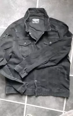Buy Primark Denim Jacket Mens Black Distressed  Grunge Metal Goth  Large  • 10£