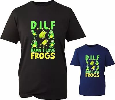 Buy D.I.L.F Damn I Love Frogs Funny T-Shirt Saying Slang Frog Lovers Joke Gift Top • 11.99£