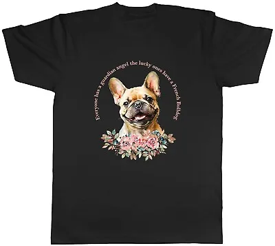 Buy French Bulldog Mens T-Shirt Pet Dog Lover Guardian Angel Tee Gift • 8.99£