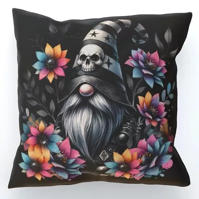 Buy Just A Gothic Gonk - Cushion, Double-Sided, Metal Head Dark Gnome, Skull Flowers • 24.95£