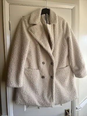 Buy Ladies Size 14 Easily Fits 16 Cream Teddy Coat By Capsule Bnwt • 20£