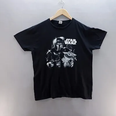 Buy Star Wars Mens T Shirt Large Black Mandolorian Baby Yoda Child Short Sleeve  • 8.54£