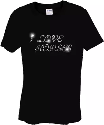 Buy I LOVE HORSES Crystal Kids T Shirt CRYSTAL Rhinestone  Design  ANY SIZE • 9.99£