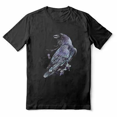 Buy The Raven - Edgar Allen Poe Poem Watercolour Art - Black Adult T-shirt (SM-5XL) • 13.19£